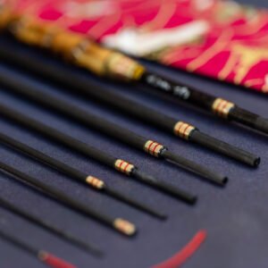 Hand built 179cm Tanago rod with 8 graphite sections and custom silk bindings