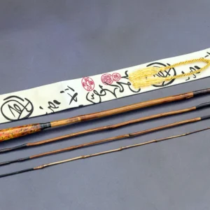 Handmade Tanago bamboo fishing rod with custom ergonomic handle and traditional cloth sock 1.94 meters