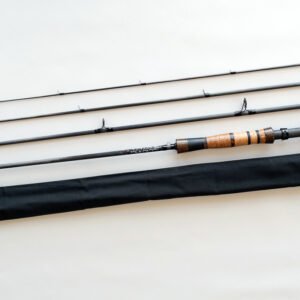 Custom fly rod Soul & Spiral Unit No. 5 9ft 7wt with Spiral Guide System and fighting butt.